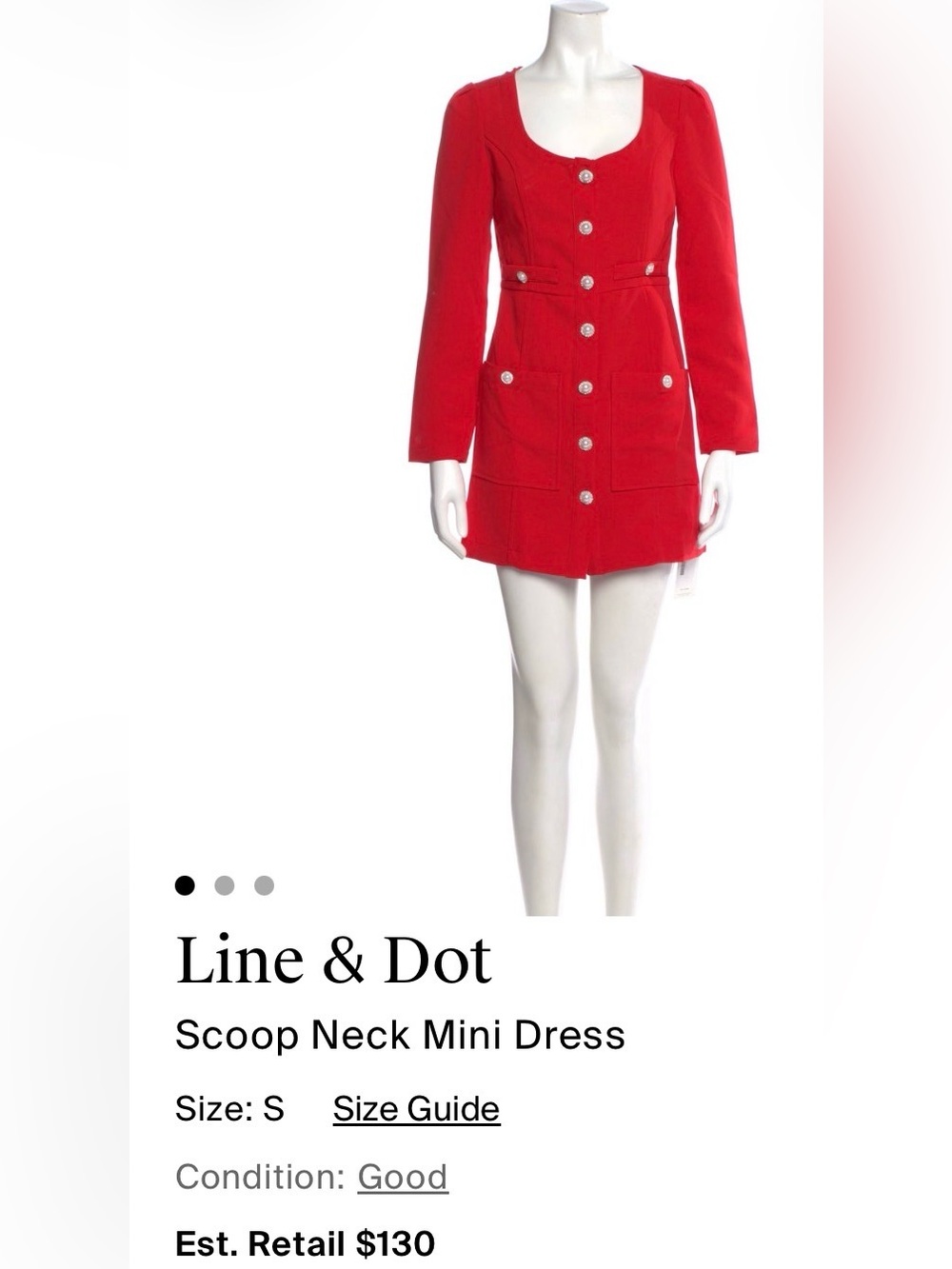 Line & Dot Red Scoop-Neck Mini Blazer